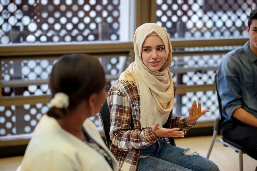 Young Woman in Hijab Speaking