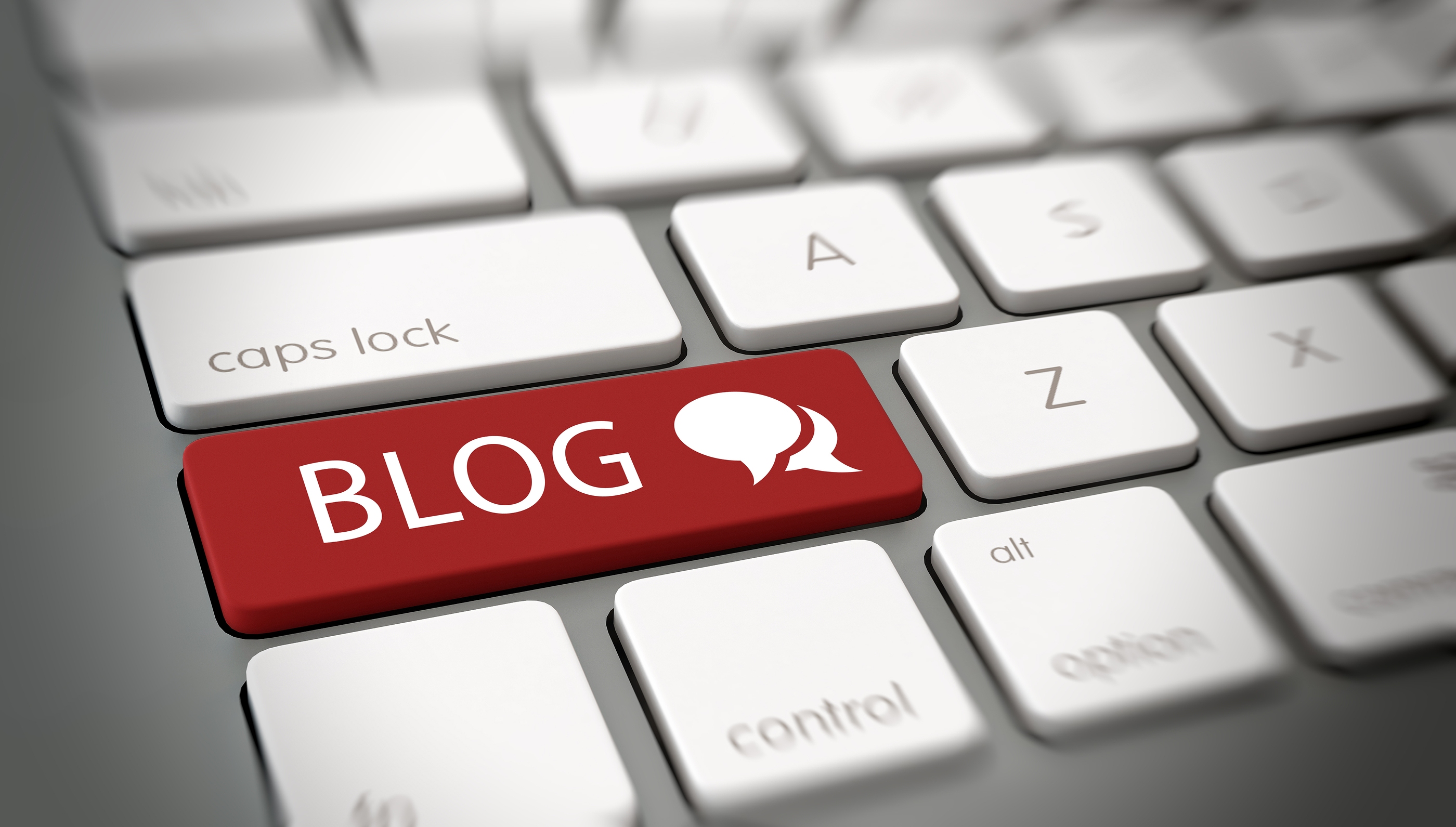 Online blogging concept with laptop, content creation, and digital marketing workspace