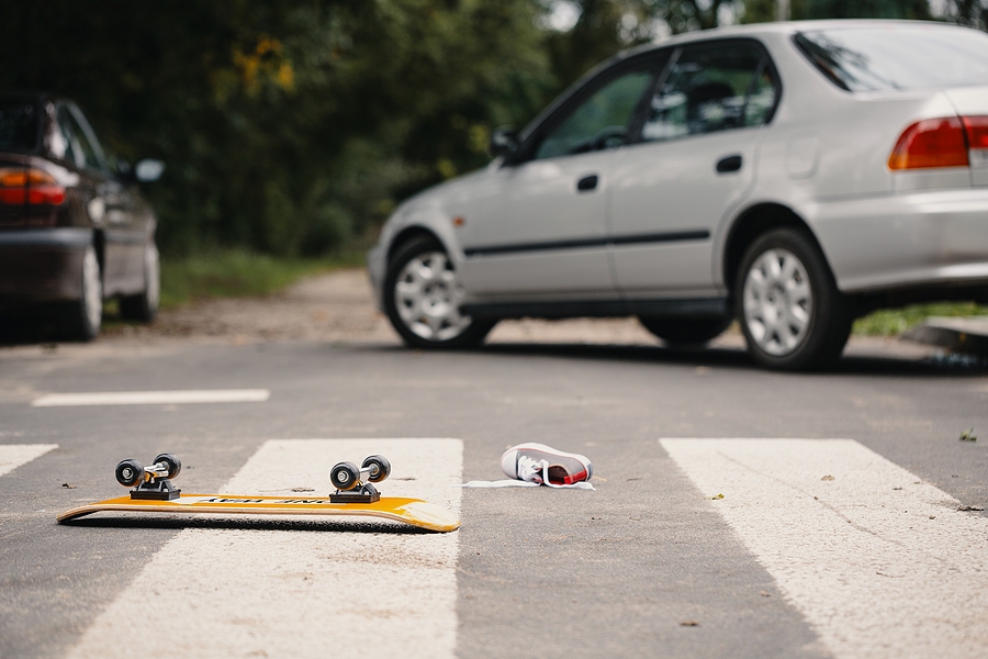Pedestrian accident on the road after being struck by a vehicle at a crosswalk